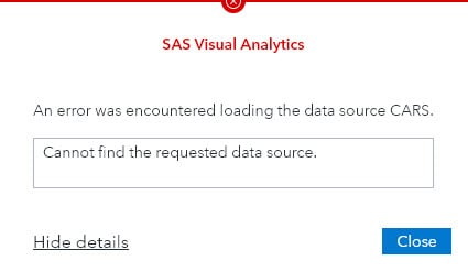 error message cannot find the requested data source