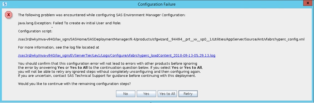 Configuration Failure message
