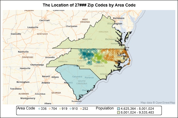 Location of 27### Zip Codes by Area Code