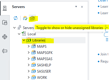 toggle to show or hide unassigned libraries option