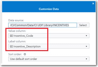 Selecting values for Value column and Label column