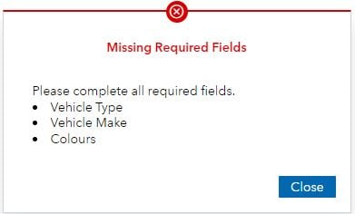 Missing Required Fields