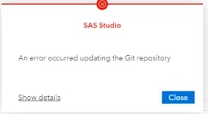 An error occurred updating the Git repository
