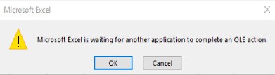 Microsoft Excel is waiting for another application to complete an OLE action.