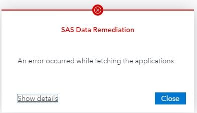 an error occurred while fetching the applications