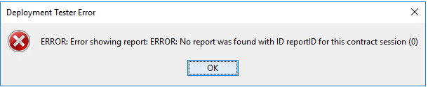 Error showing report. No report was found with ID reportID for this contract session