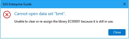 Unable to clear or re-assign the library ECI00001 because it is still in use.