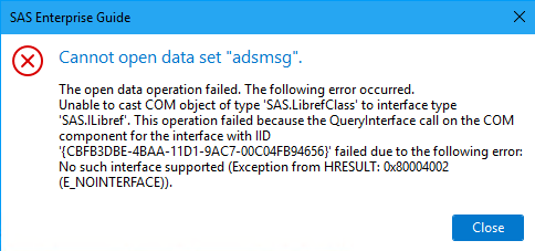 Unable to cast COM object of type ... No such interface supported (Exception from HRESULT: 0x80004002 (E_NOINTERFACE)).