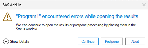 program1 encountered errors while opening the results