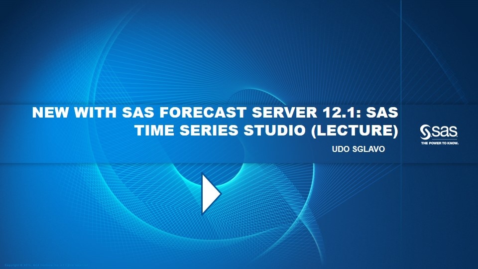 New with SAS Forecast Server 12.1: SAS Time Series Studio (Lecture)