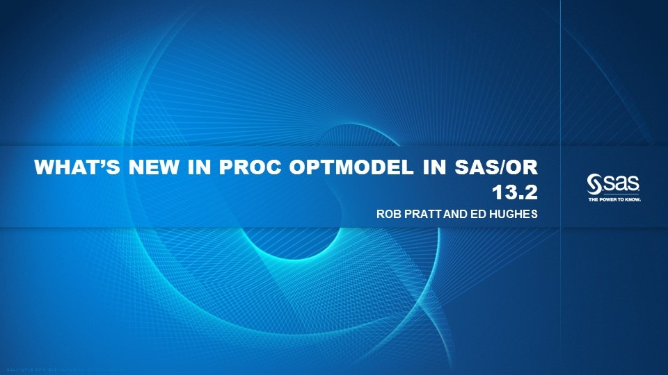 Whats New in PROC OPTMODEL in SAS/OR 13.2