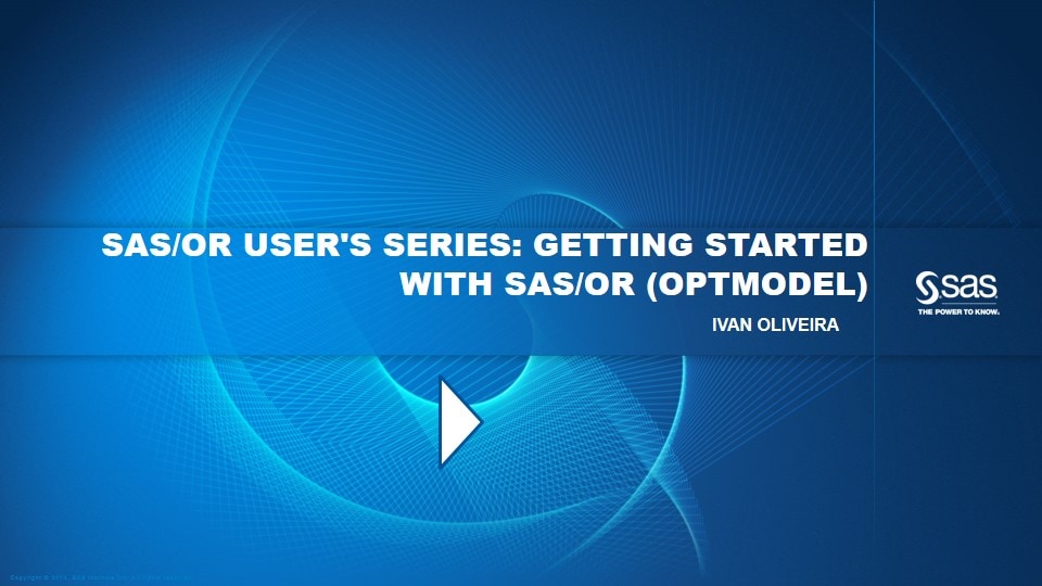 SAS/OR User's Series: Getting Started with SAS/OR (OPTMODEL)