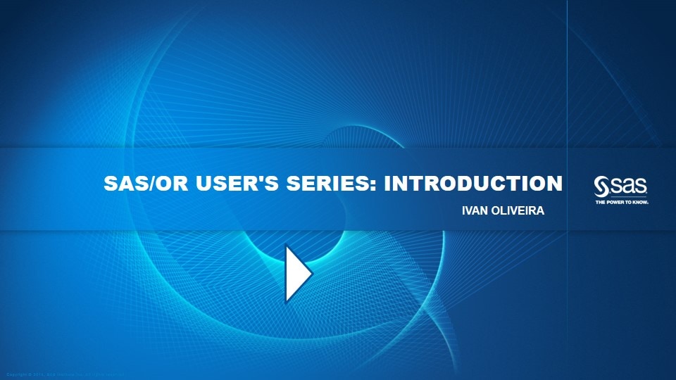SAS/OR User's Series: Introduction