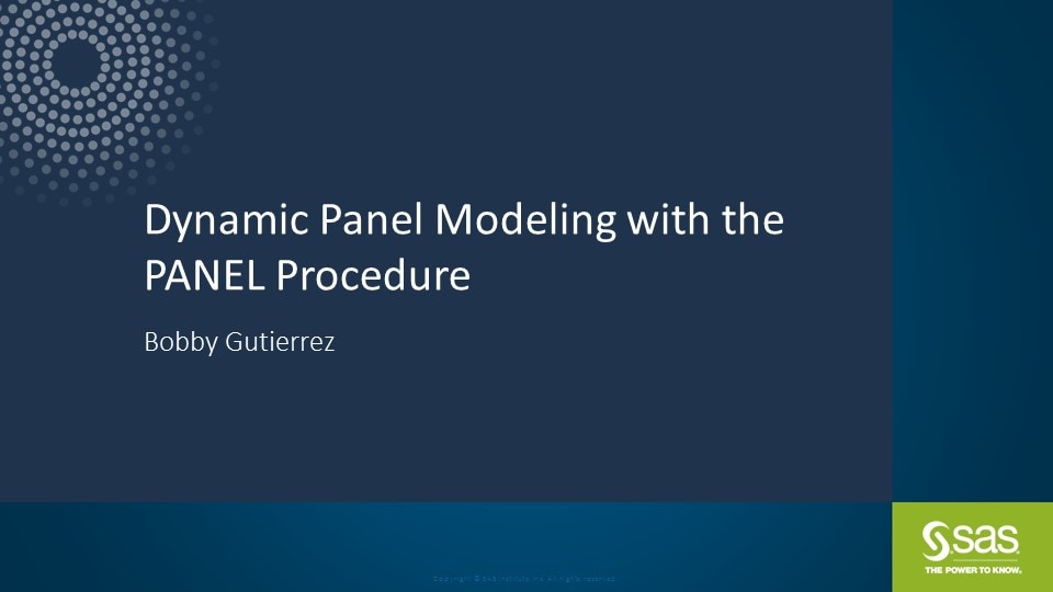 Dynamic Panel Modeling with the PANEL Procedure
