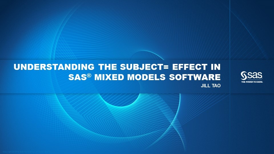 Understanding the Subject= Effect in SAS Mixed Models Software