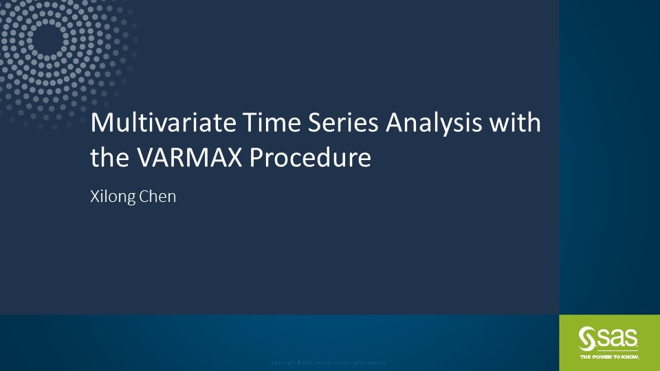 Multivariate Time Series Analysis with the VARMAX Procedure