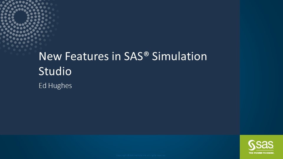 New Features in SAS Simulation Studio