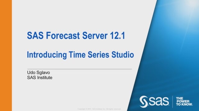 New with SAS Forecast Server 12.1: SAS Time Series Studio (Lecture)