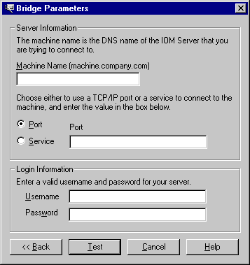 Bridge Parameters window