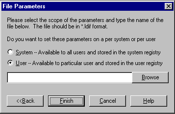 File Parameters window