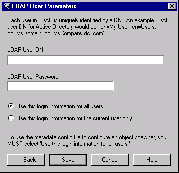 LDAP Server Parameters window