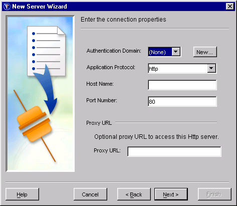 new server wizard dialog box