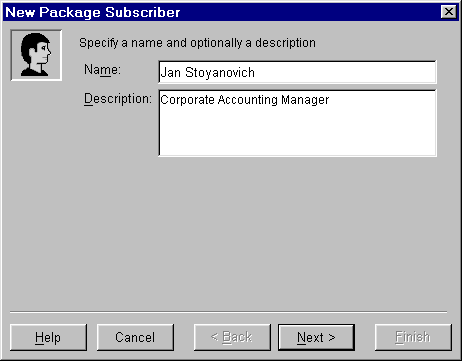 New Package Subscriber wizard - Name and Description