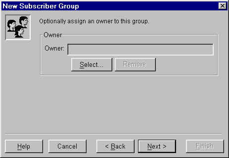 New Subscriber Group wizard - Owner