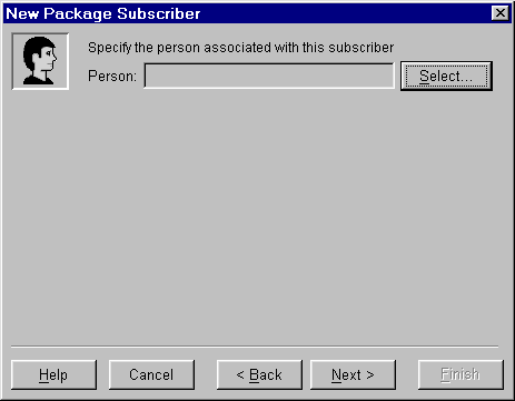 New Package Subscriber wizard - Specify Person