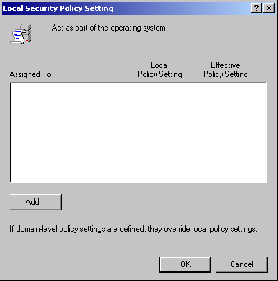 Local Security Policy window