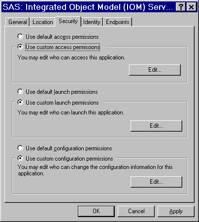 DCOMCNFG Security Dialog