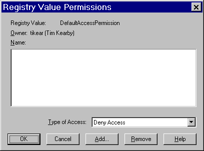 DCOMCNFG Default Permissions Dialog