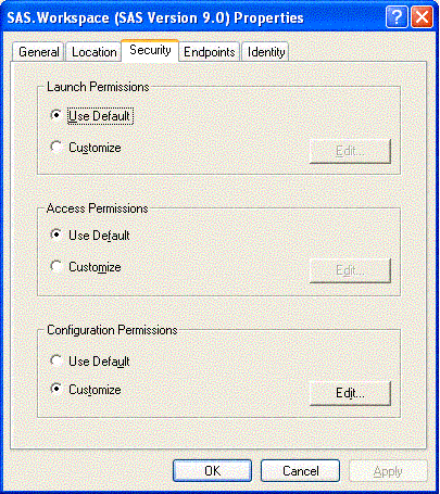 DCOMCNFG Security Dialog