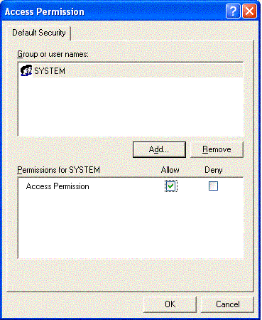 DCOMCNFG Default Permissions Dialog