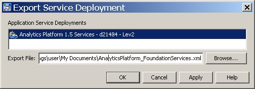 Foundation Services Manager's Export Service Deployment dialog snapshot