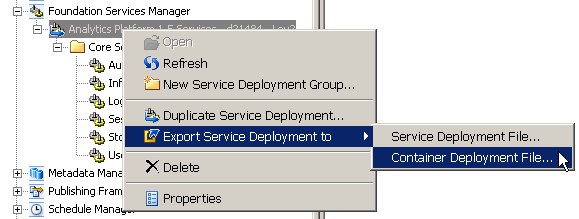 Export services deployment to a container deployment file.