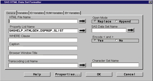 Data Set Formatter window screen capture