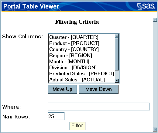 Portal Table Viewer