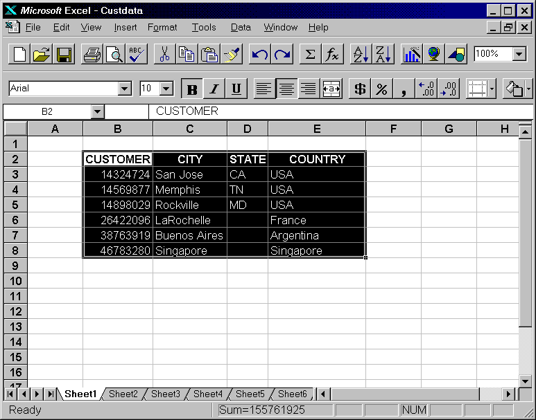 [Range of Data in an Excel Worksheet]