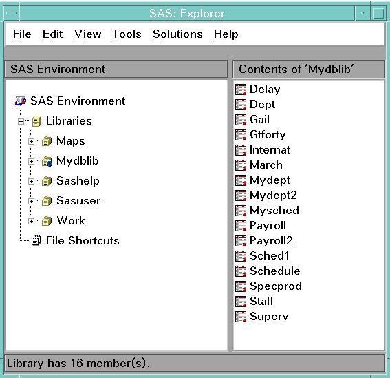 [SAS Explorer Window Listing DBMS Objects]