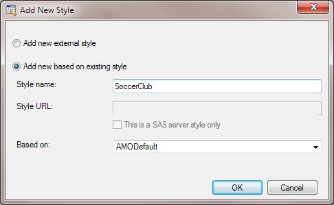 Creating the New SoccerClub Style in the Add New Style Dialog Box