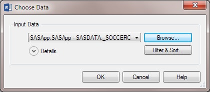 Choose Data Dialog Box with the _SOCCERCLUB Data Set Selected