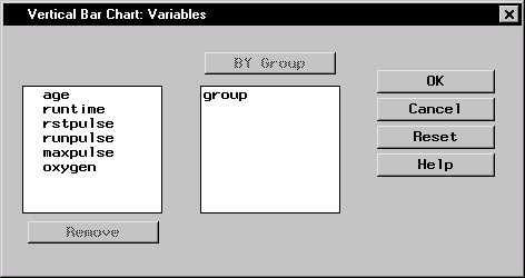 Vertical Bar Chart: Variables Dialog