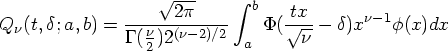 Q_{\nu}(t,\delta; a, b)= \frac{\sqrt{2\pi}}{\Gamma(\frac{\nu}2)2^{(\nu-2)/2}} \int_{a}^b\Phi(\frac{tx}{\sqrt{\nu}} - \delta)x^{\nu-1}\phi(x)dx 
