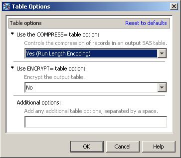 [The Table Options Dialog Box in SAS Data Integration Studio]