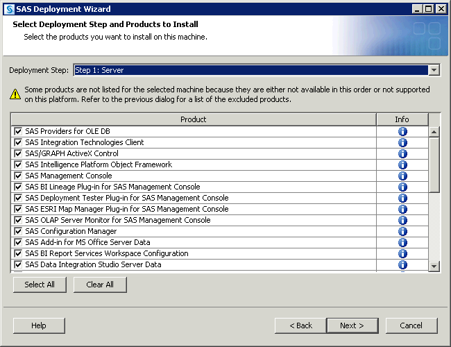 Select Products to Install wizard page