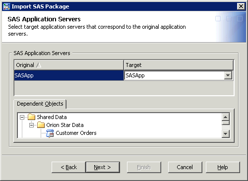 Import SAS Package wizard: Page 3