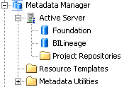 Metadata Manager tree in SAS Management Console