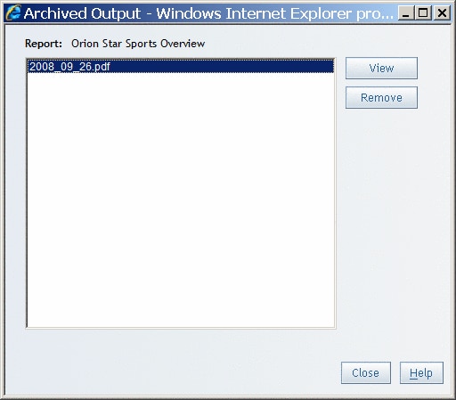 Archived Output Dialog Box