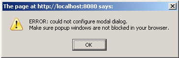 Error Message for Pop-Up Windows